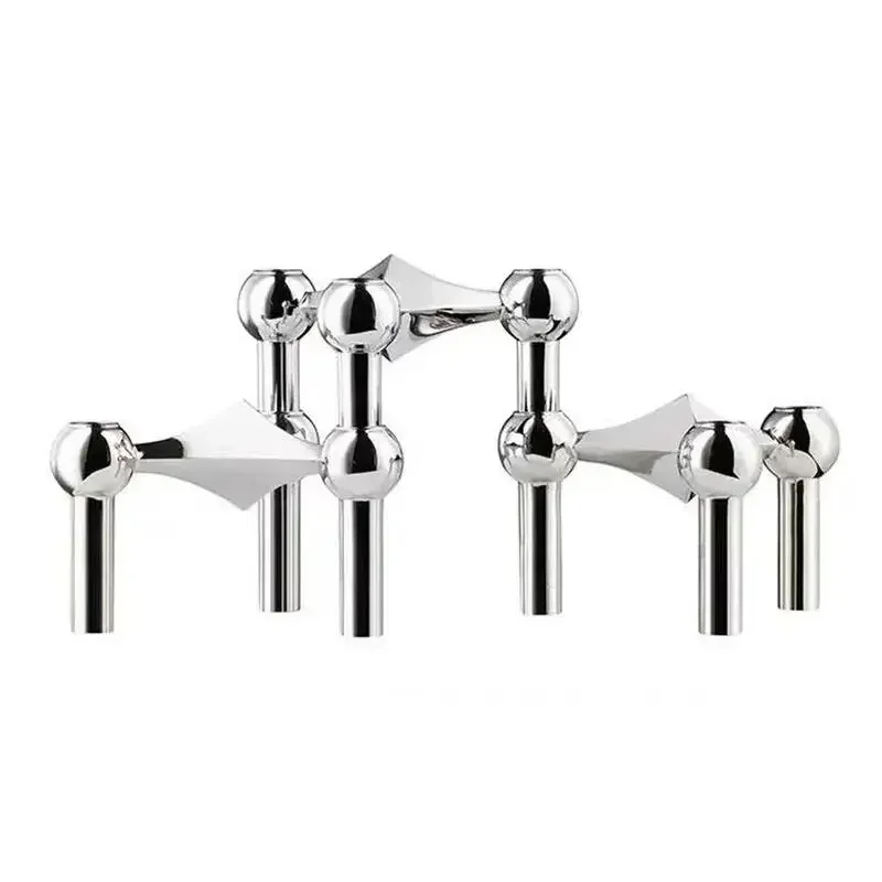 Metalen Moleculaire Structuur Kaarshouder Noordse Zilveren Kandelaar Middelpunt Woonkamer Decoratie Cadeau Home Decore Kandelaar