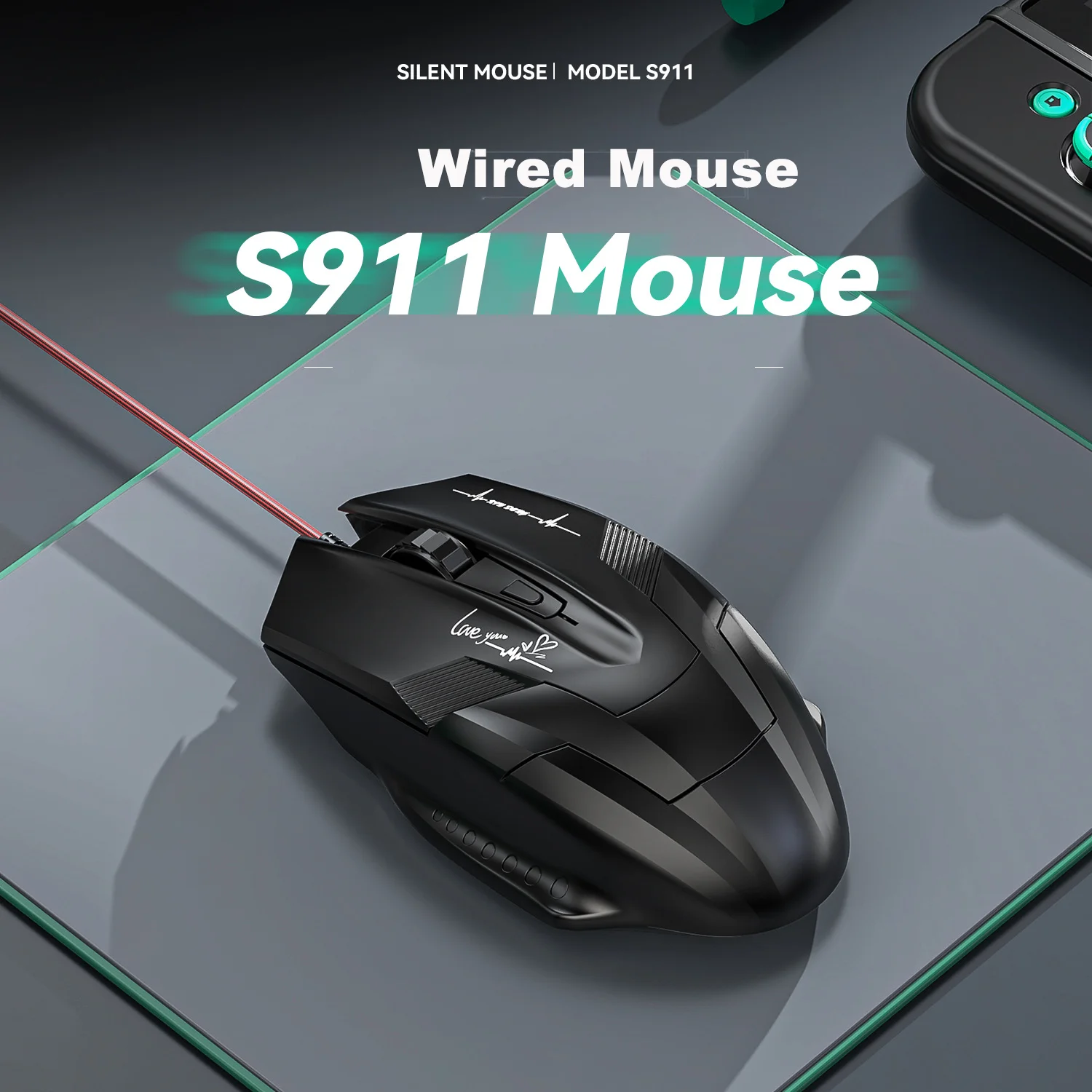 

Wired Mouse Mute Button DPI Adjustable Button Ergonomics Anti Slip Design Play Game Or Office Use Simple Fashion For Big Hand