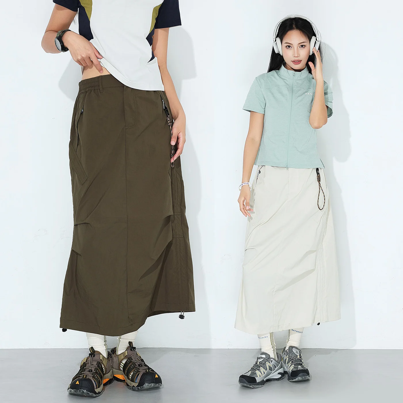 Drawstring Skirt Women Outdoor Adjustable Pleats Mountain Hiking Waterproof Quick Dry Cargo Skirt Streetwear Y2k Fashion Skirts