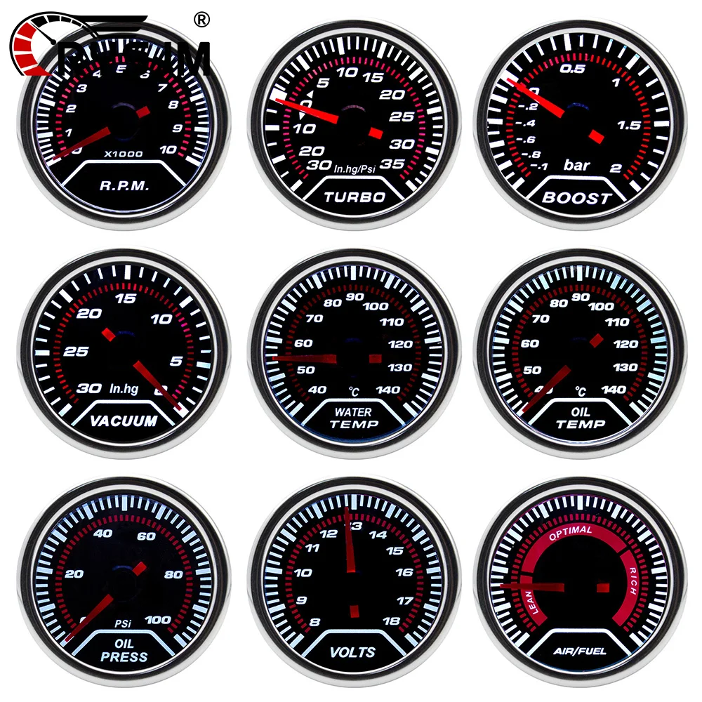 52mm Car Gauge Bar Boost Gauge / Water Temp / Oil Temp / PSI Oil Press / Voltage / RPM / Air Fuel Ratio / Turbo /  Vacuum Gauge