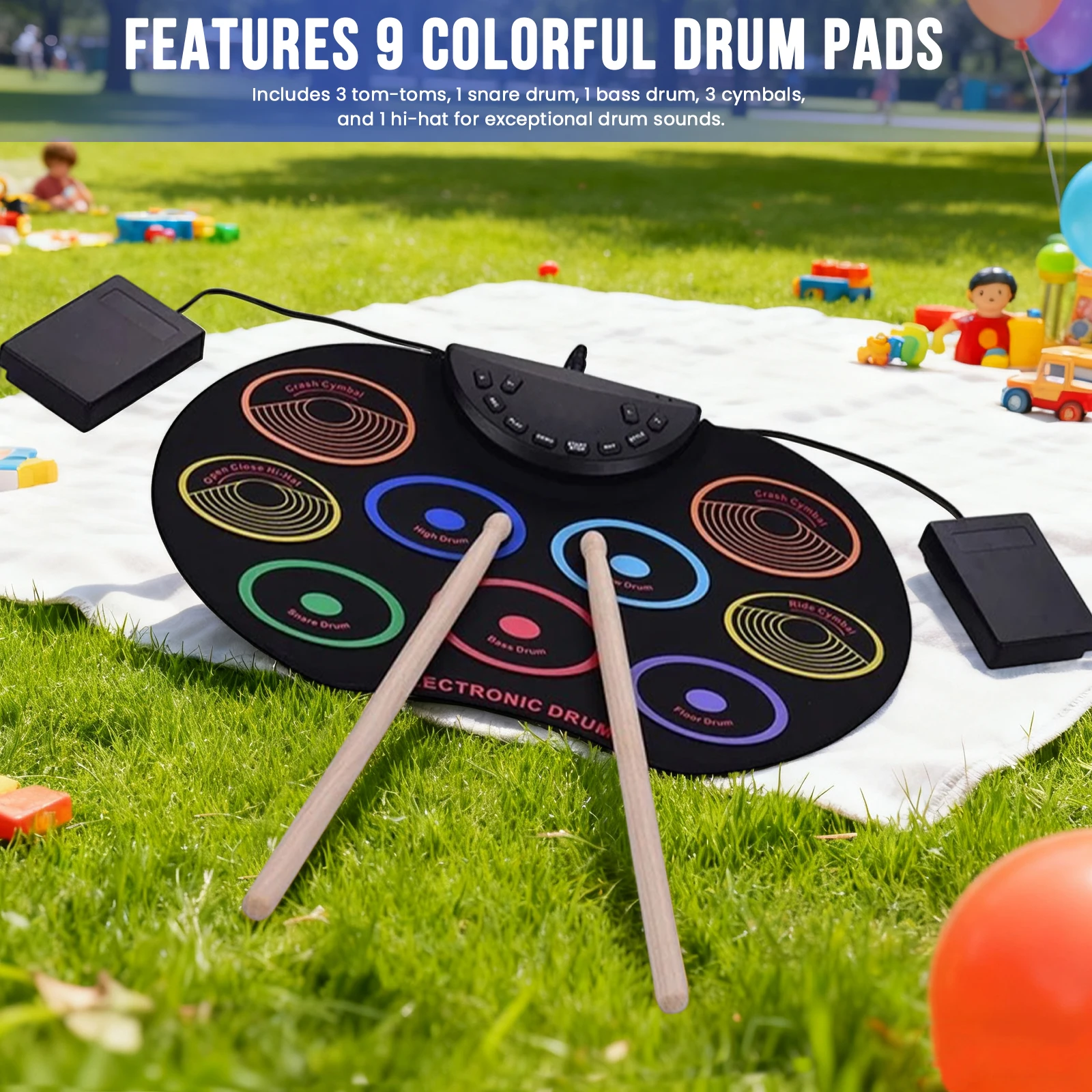 Electronic Drum Set with USB C - đánh giá và giá Electronic Drum Set Roll Up
