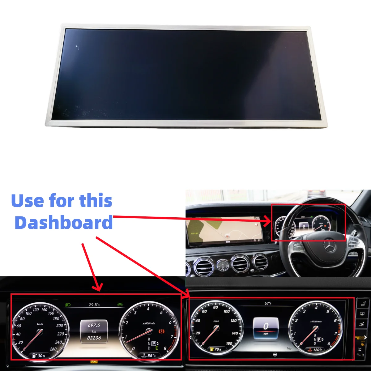 

12.3 inch LCD for Mercedes Benz S Class W222 2015-2018 Screen Instrument Cluster A10035510
