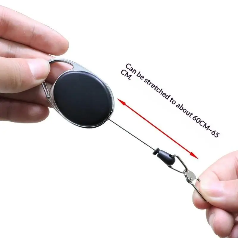 **4Pcs Retractable Badge Scroll ID Badge Holder Fly Fishing Retractor Tools Elastic Key Chain Extractor Keeper Hiking Buckle Key