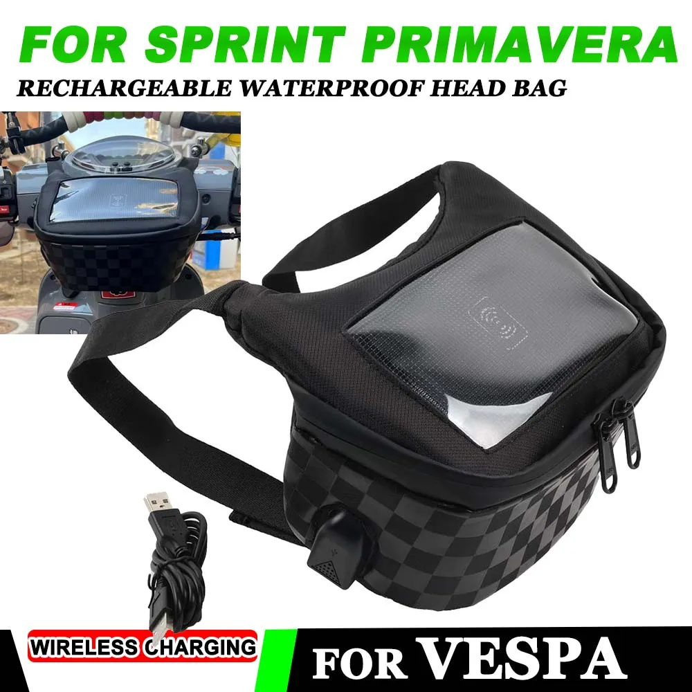 For Vespa SPRINT 50 125 PRIMAVERA 150 LX LXV 2023 2024 Newly Upgraded Wireless Charging Touch Screen Navigation Bags Storage Bag