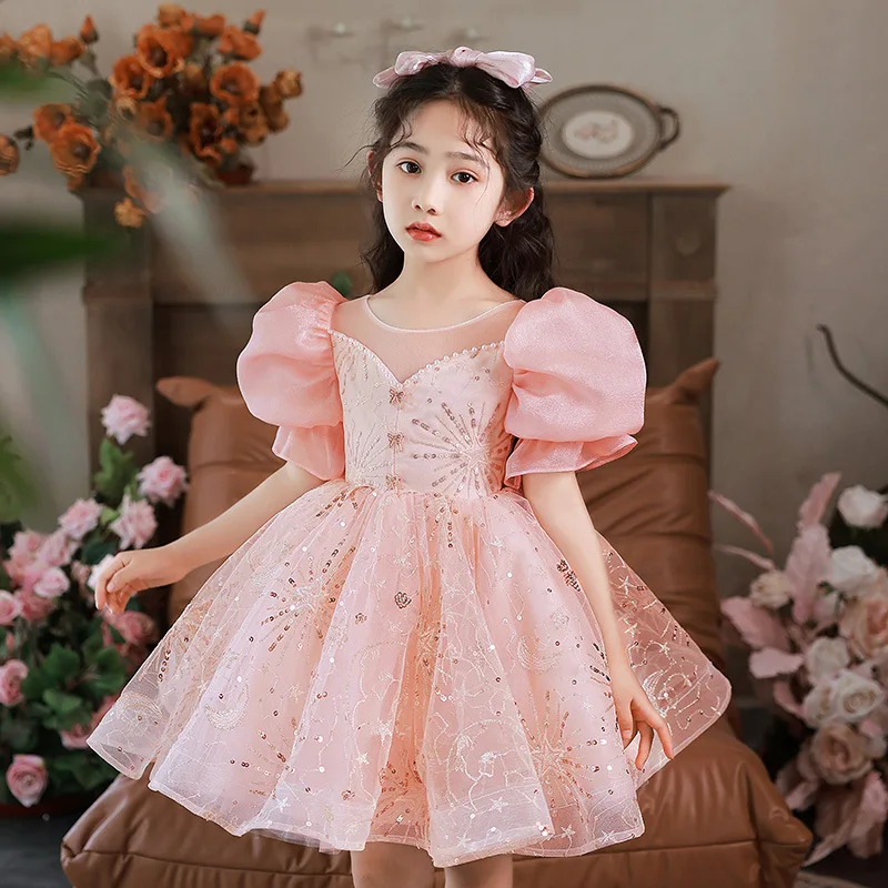 Baby Dresses for Eid 2023 Girl's Ceremonial Dress Toddlers Beading Ball Gowns for 1st Birthday Child Boutique Wear