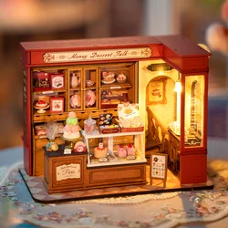 Robotime Rolife Honey Dessert Talk Dollhouse Miniature Wooden House Toys for Girls Beautiful Home Decoration 3D Wooden Puzzle