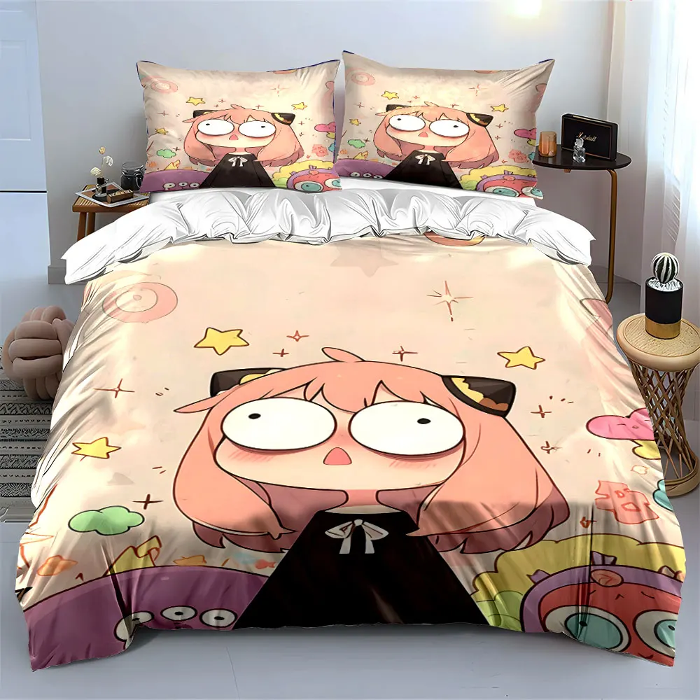 Cute girl with wide eyes, dreamy background Print Bedding Set 1 Duvet Cover 2 Pillowcases for Adult and Children Luxury Gift