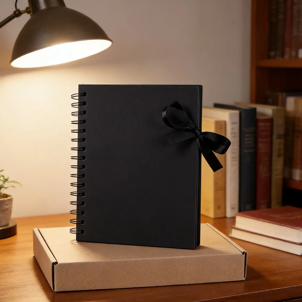 

Альбом для скрапбукинга A5 с лентой, спиральный, для творчества, хит продаж, с черными картонными вкладышами