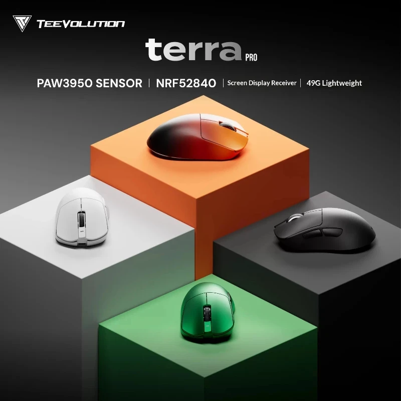 TEEVOLUTION Terra Pro XD9PT Right‑Handed Ergonomic Wireless Gaming Mouse,3 Mode 1K/8K Polling Rate For Valorant Delta Force FPS