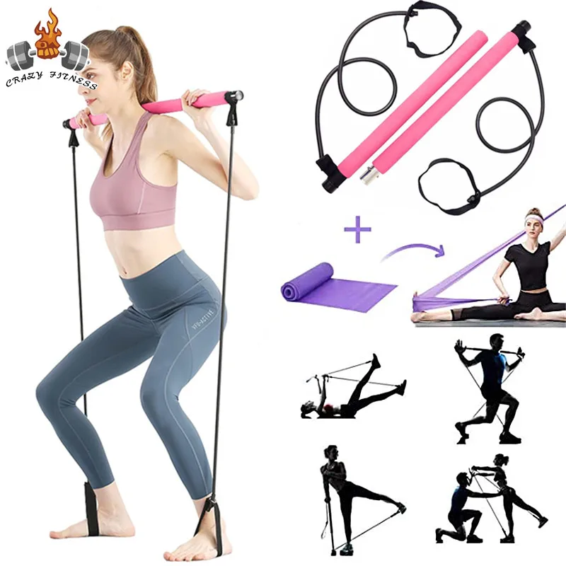 Yoga Crossfit Resistance Bands Exerciser Pull Rope Portable Gym Workout Pilates Bar Trainer Elastic Bands For Fitness Equipment