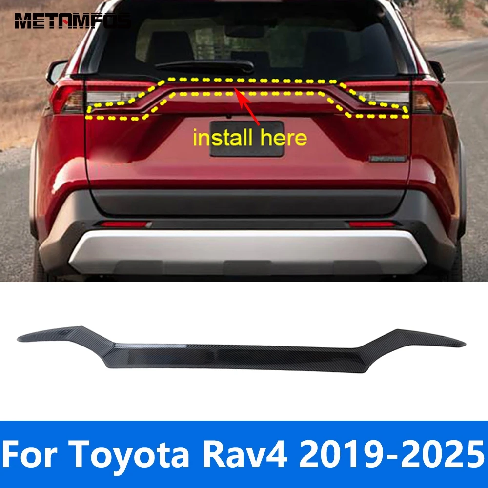 الملحقات الخارجية لتويوتا Rav4 Rav 4 2019-2023 2024 2025 ألياف الكربون الخلفي العلوي غطاء صندوق السيارة الباب الخلفي غطاء أحذية بلاستيك الكسوة