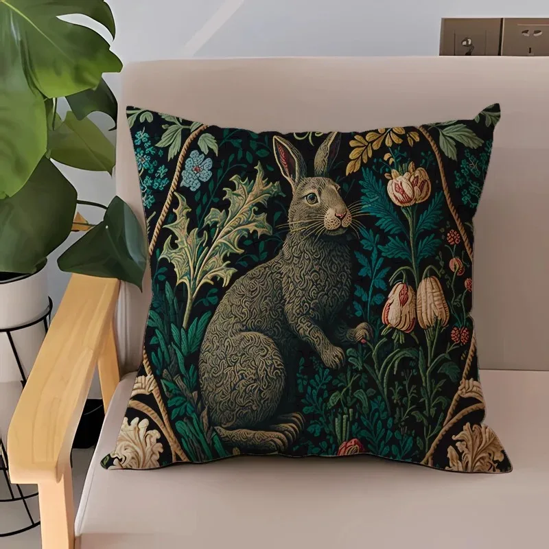 Rabbit Retro Decorative Pillowcases for Sofa Cushions Covers Pillowcase for Living Room Twin Size Bedding Cushion Cover