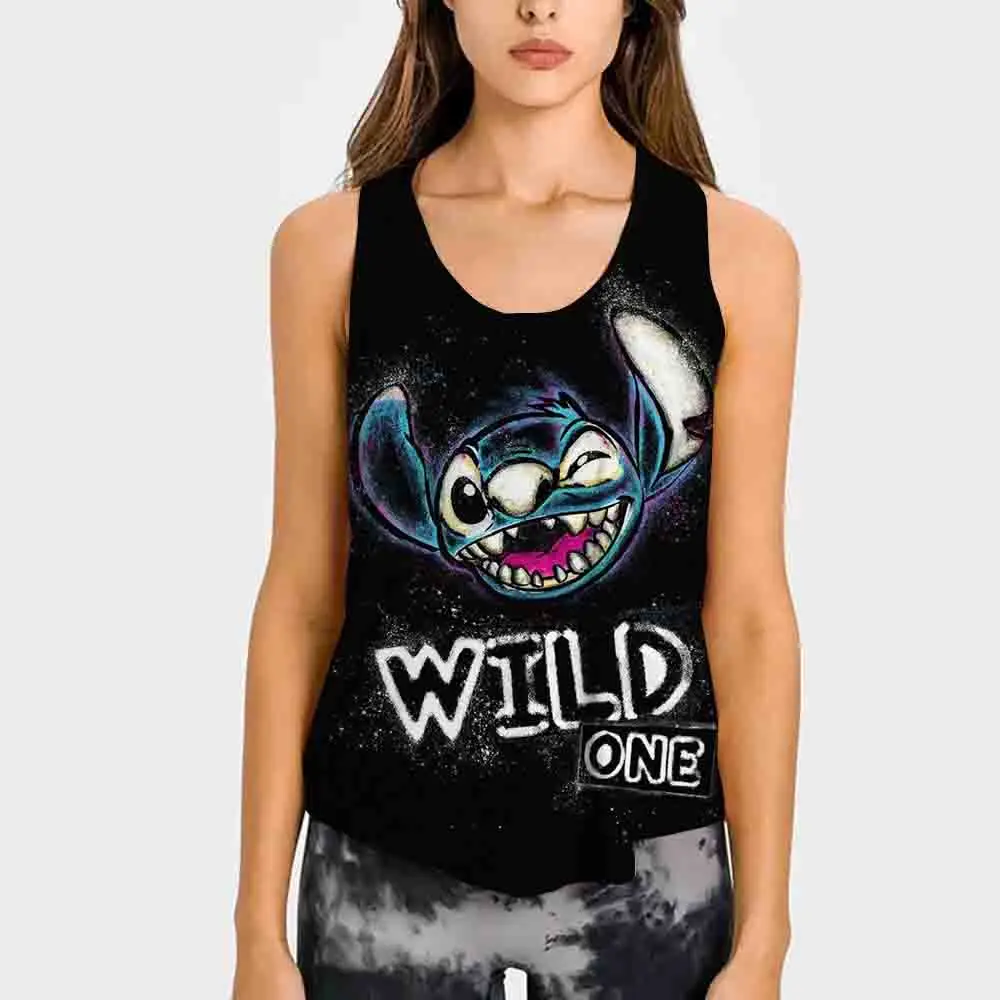 

Women Minnie Cute Lilo & Stitch Print Summer Vest Tank Tops Sleeveless Crew Neck Casual Streetwear Loose Camisole Girls Clothes