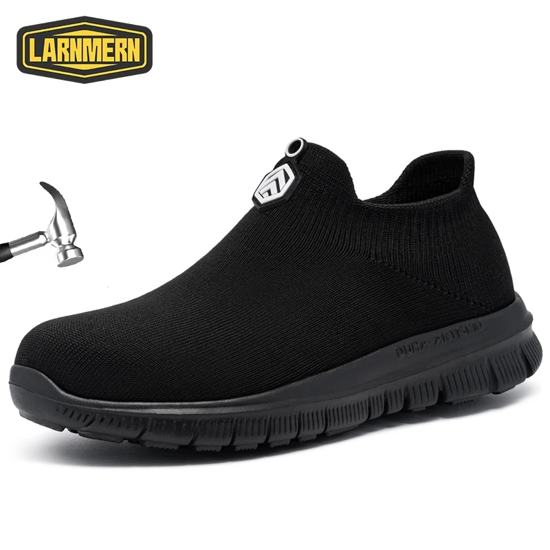 LARNMERN Womens Non-slip Work Safety Shoes for Men Breathable Boots Anti Slip Slip On Lightweight Steel Toe Shoe