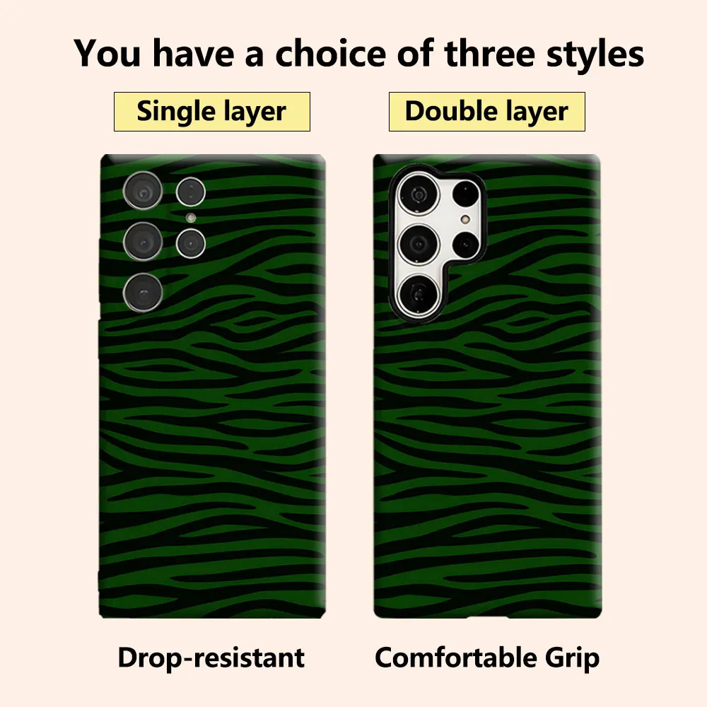 green zebra stripe Luxury Fashion Full Lens Protective Case for Samsung Galaxy S26 S25 S24 A56 A36 Plus Ultra