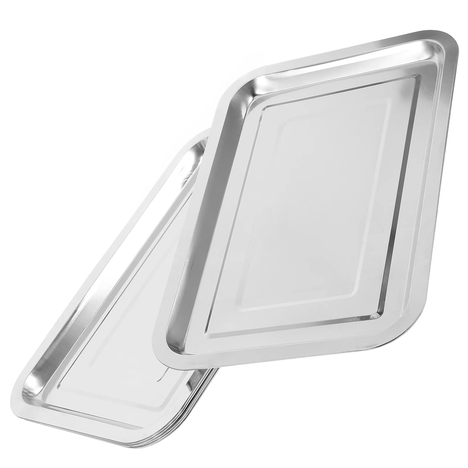 

6 Pcs Stainless Steel Grill Pan Square Baking Barbecue Plate Rectangular Cake Tray Pans