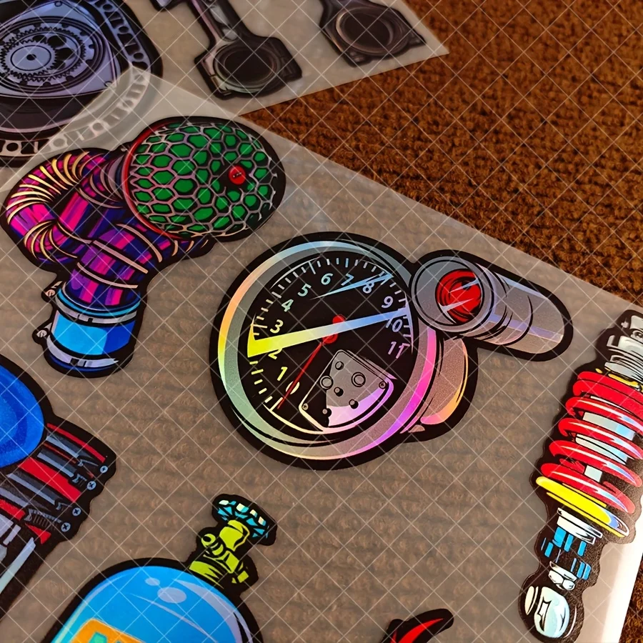1set Car Mechanic Artistic Sticker Collection | Create Style Cool Decor For Collectibles Skateboards Workshop Area