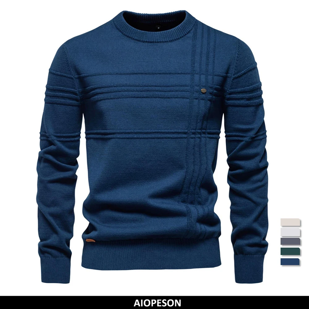 Men's Knit Cotton Crewneck Sweater Autumn Winter
