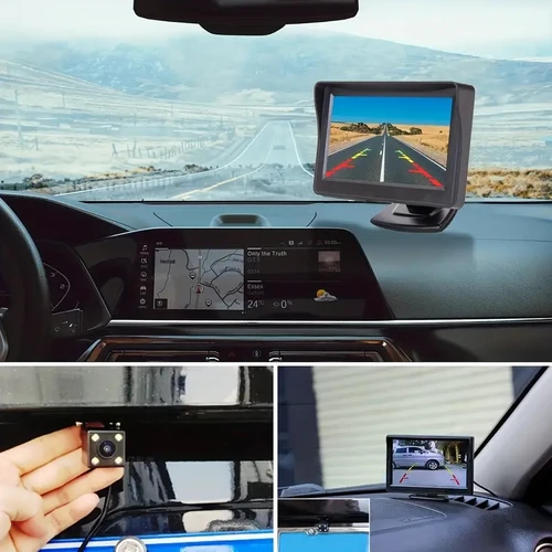 Imagen 2 del producto Cámara de visión trasera de 4,3 pulgadas para coche, sistema de aparcamiento, cámara de respaldo