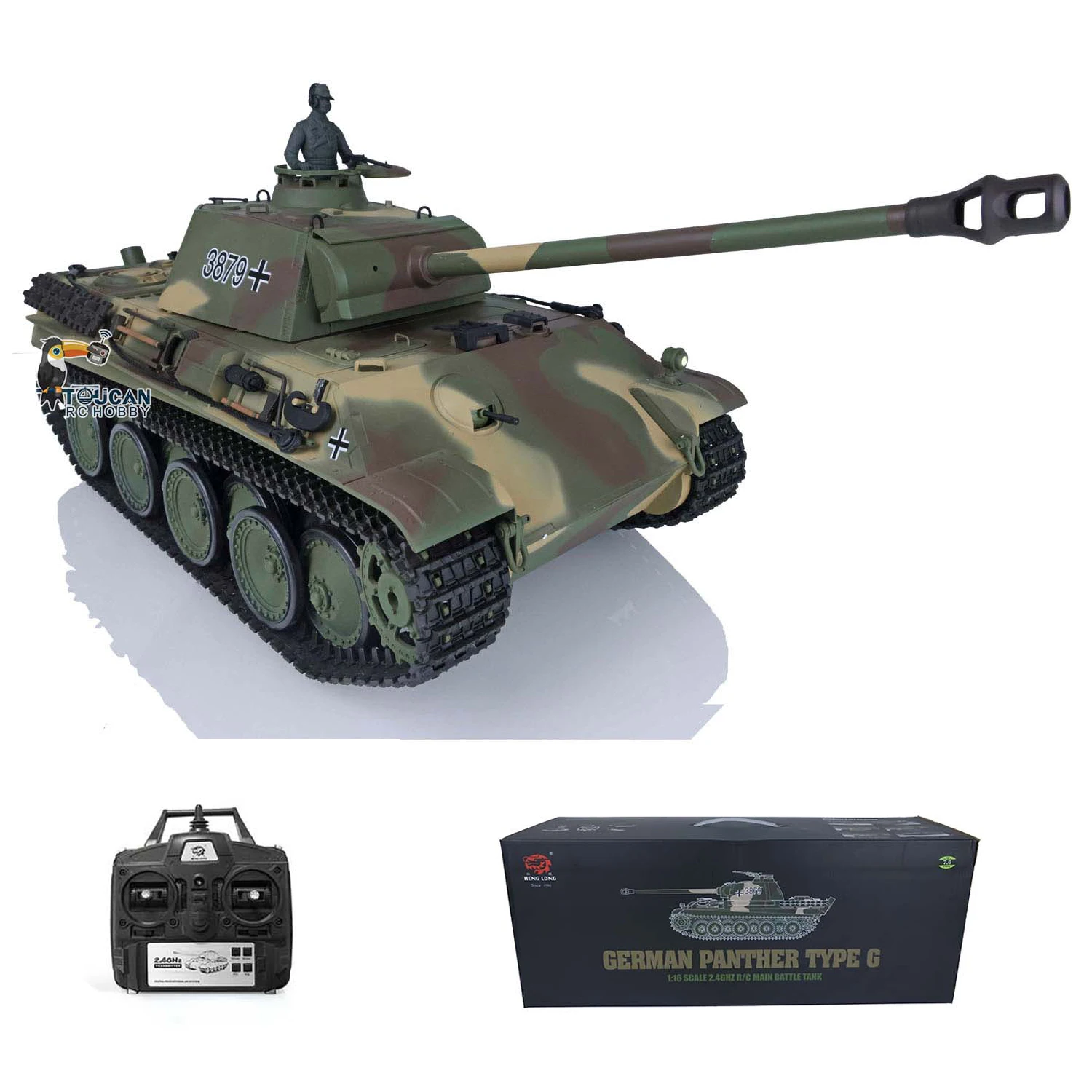 2.4G Heng Long 1/16 Scale 7.0 Plastic German Panther G RTR RC Battle Tank Model 3879 Toys Gifts for Boys TH17485