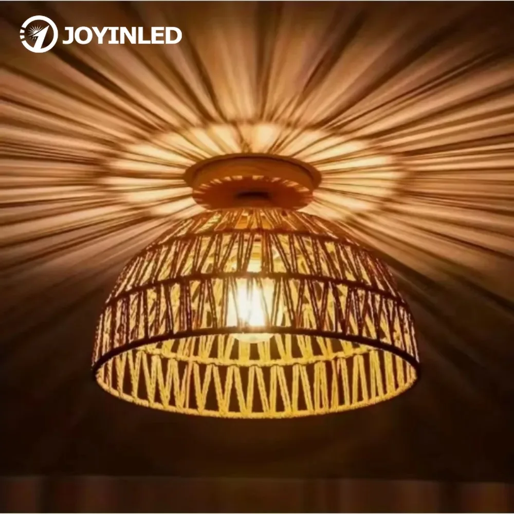 

JOYINLED потолочный светильник из пеньковой веревки, люстра в китайском стиле, абажур из ротанга, светильник ручной работы для дома, отеля, гостиной, ресторана