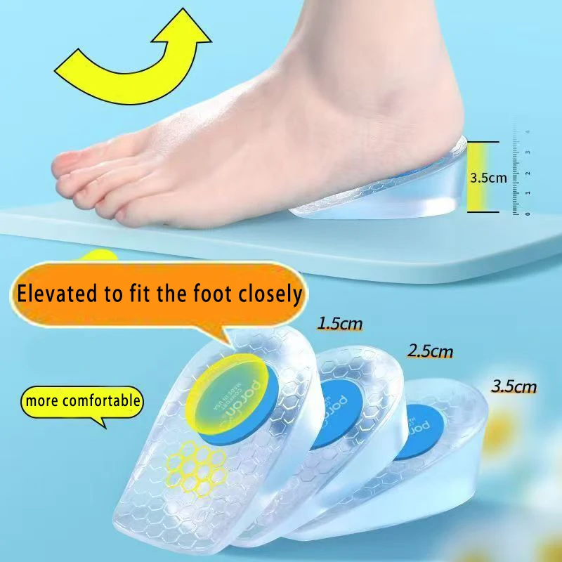 Silikon-Einlegesohlen zur Erhöhung der Höhe für Männer und Frauen, Schuheinlagen, unsichtbare Erhöhungs-Einlegesohlen für Schuhe, Fersenlift, Gel-Fußpolster – Detail 4