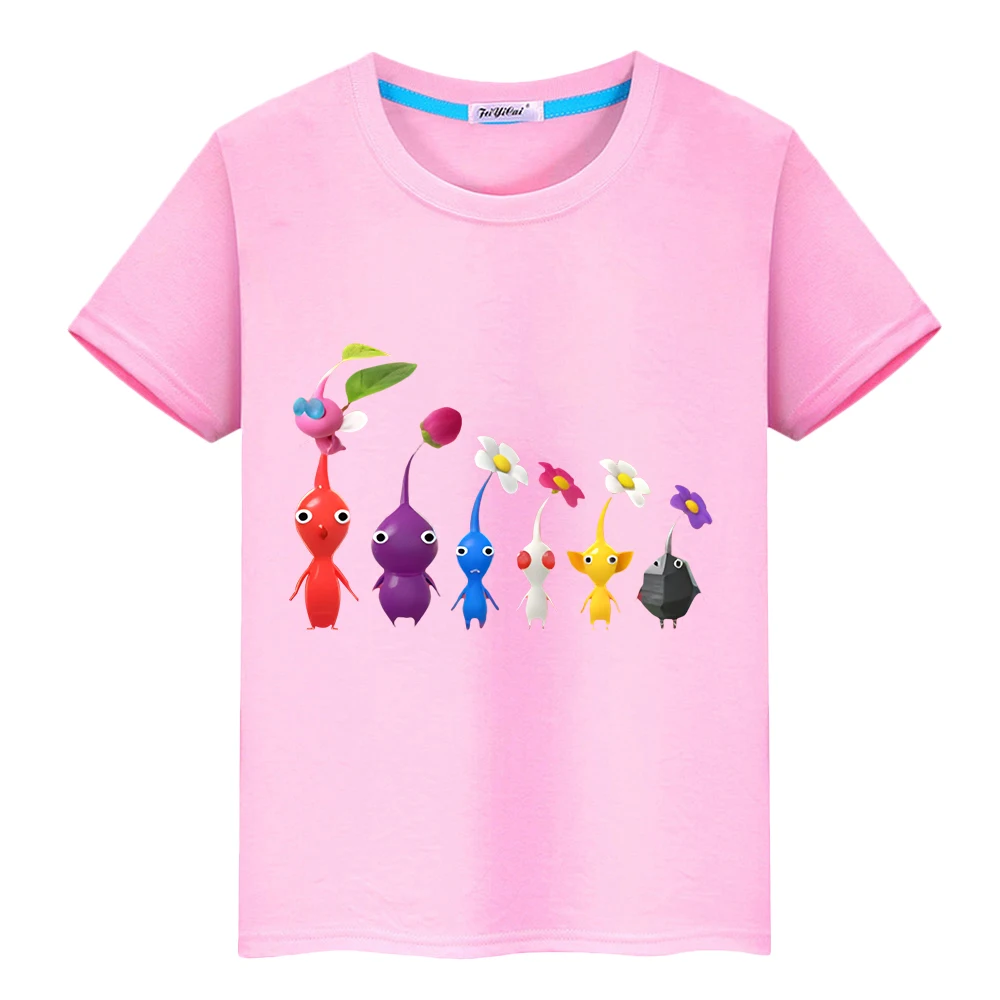 Pikmin Summer boy girl clothes Print Cute T-shirt 100%Cotton Short cartoons Tops anime Tees pride tshirt y2k Tshirt kid Day gift image 6