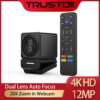 Taida 12MP 4K Webcam 30fps Dual Lens USB Web Cam With Microphone Auto focus Living Stream Camera 20X Zoom For Youtube