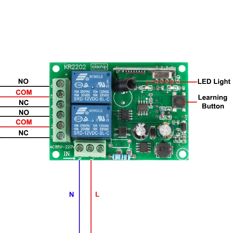 GERMA 433Mhz Universal Wireless Remote Control Switch AC 250V 110V 220V 2CH Relay Receiver Module + RF 433 Mhz Remote Controls