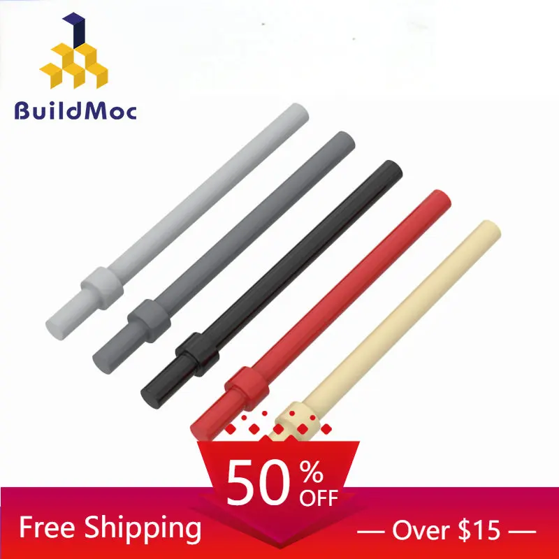 10pcs Assembles Particles Parts 63965 18274 Bar 6L with Stop Ring For Building Blocks Parts DIY  Educational Toys For children