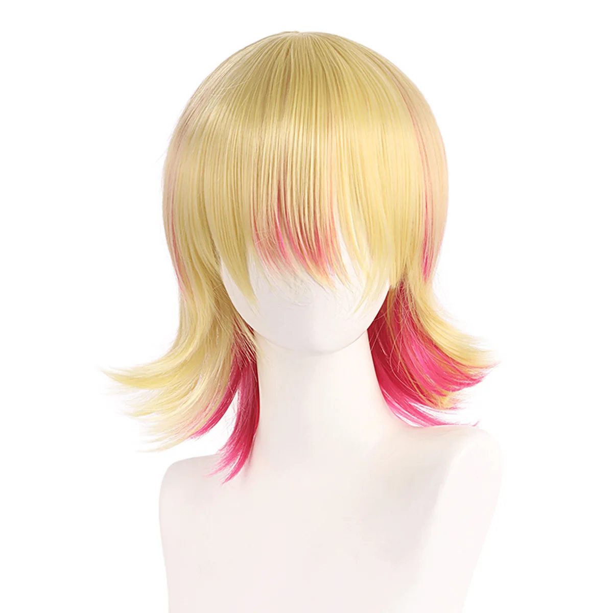 Synthetic Cosplay Wig Short Blonde Hair Twin Tails Anime Costume Party Role Play Game Carnival Halloween Dress Up Heat Resistant