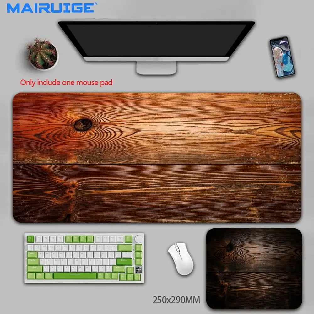 Warm reddish brown vintage aged wood plank texture playmat natural grain slip mat for laptop desk