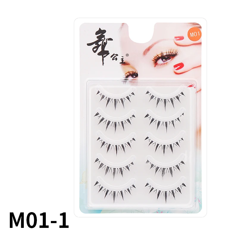 5 Paar Anime-Wimpern mit transparentem Stiel, unsichtbare Manga-Wimpern, natürliche falsche Wimpern für Make-up – Detail 18