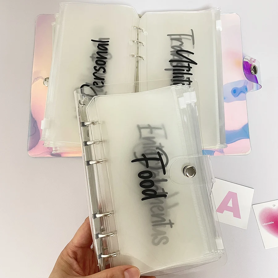 Sharkbang New Arrival A6 Loose Leaf Zipper Bag Cash Budget Envelope Binder Ticket Receipt Storage Bag Wealth Management Gift Set