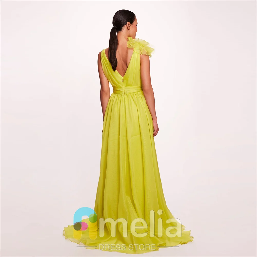 Amelia Elegant Party dresses Woman V Neck Chiffon Evening Prom Dresses for Special Occasions Long Formal Gowns For Dubai 2024