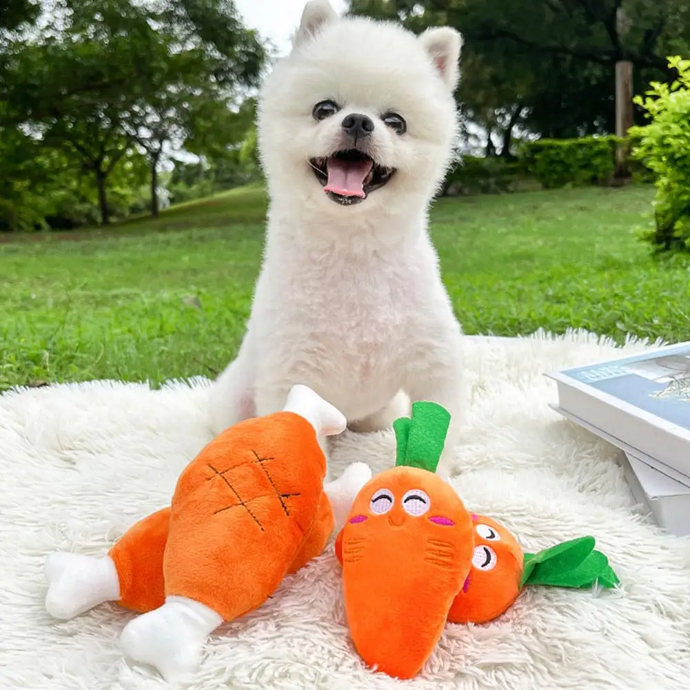 1PCS   Carrot Plush Sound Bite Toy Carrot Vegetable Pet Dog Cat Plush Sound And  Toy