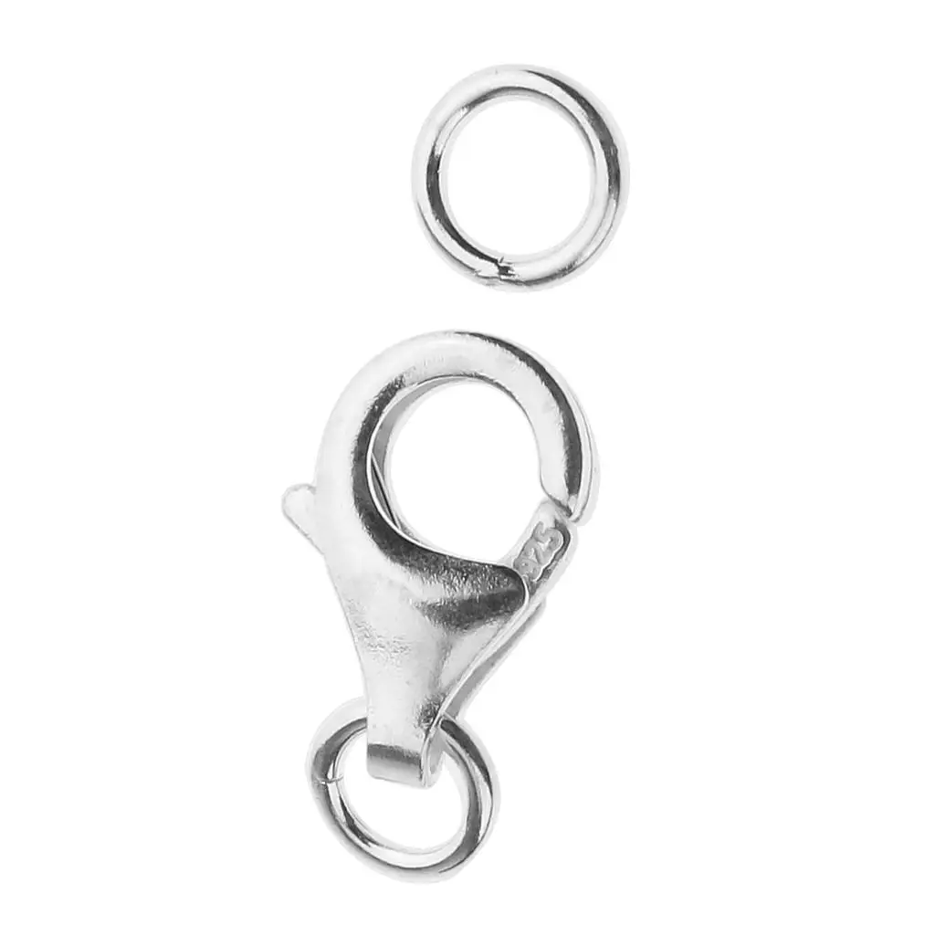 9mm 925 Silver Lobster Claw Clasp Jewelry Connector Jump Ring for Making Necklaces Bracelets DIY Materials