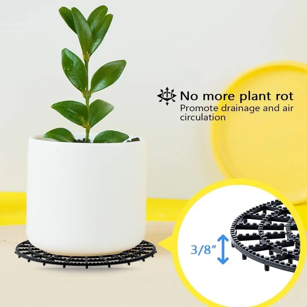 6-Piece Set of Plant and Flower Pot Supports, 12inch Cuttable, Heavy-Duty Plant Pot Pads, Suitable for Indoor and Outdoor Use, Protects Patios and Floors