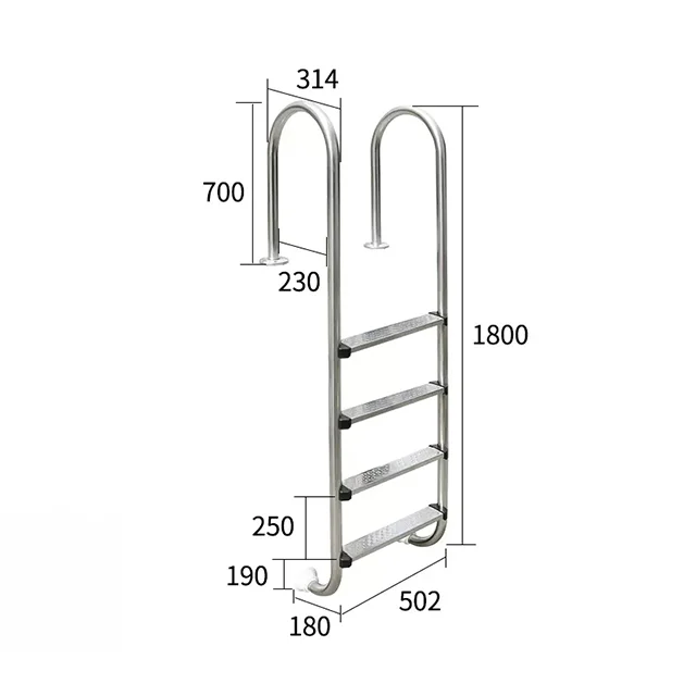 Customizable MU 4 Pedal Stainless Steel Pool Ladder Escalator Anti-Slip Thickened Material for Pools