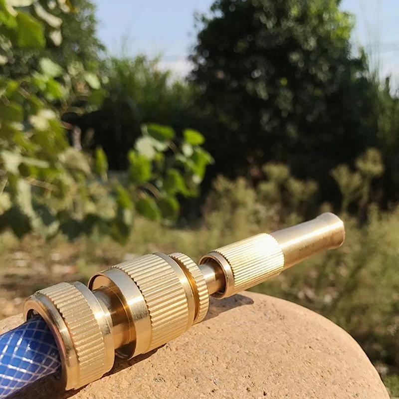 Spray Nozzle Water Gun Brass High Pressure Direct Spray Sprinkler Quick Connector 1/2''  Garden Hose Adjustable Pressure Washer