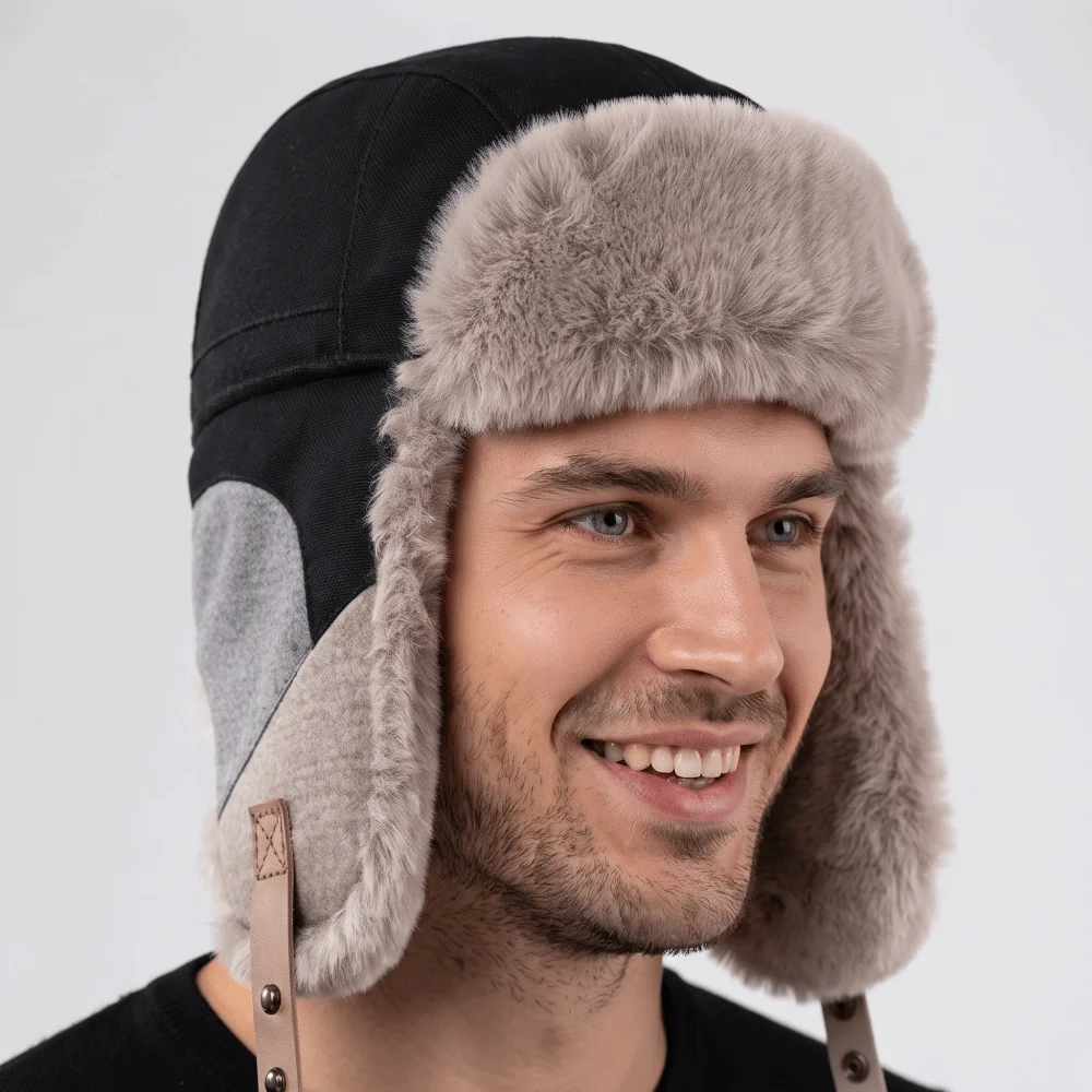 Color Block Winter Trapper Hat Thick Thermal Fleece Lined Windproof Winter Hat Cold Proof Wind Resistant Warm Earflap Cap