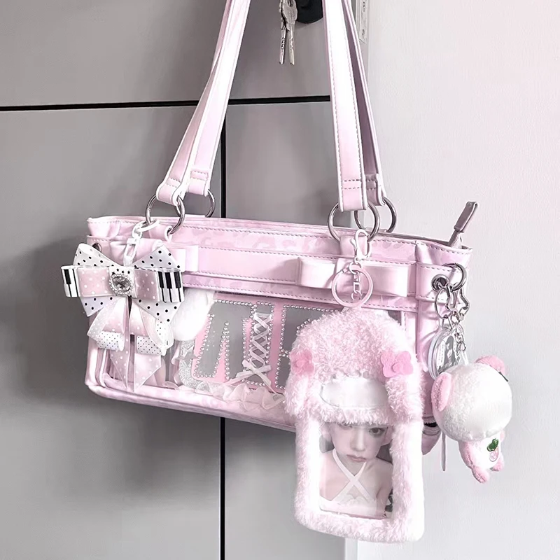 

Y2K Anime Ita Bag Cute Polka Dot Kawaii Tote Women Handbag Large Capacity Shoulder Bag Sweet Pink Students Daily Commuter Bag