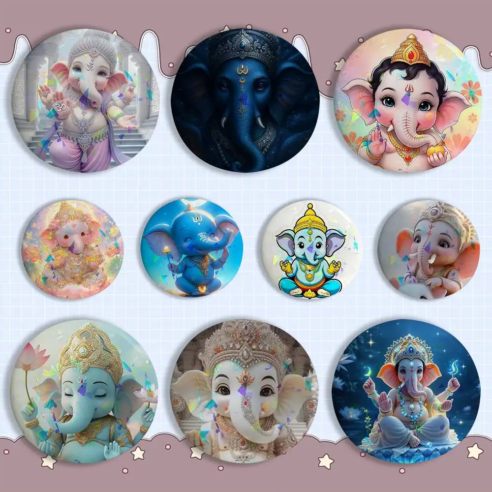 

E-Elephant God COOL GaneshS Badge on Backpack Clothes decoration Tinplate Round Brooch Funny Custom Gifts for Friend