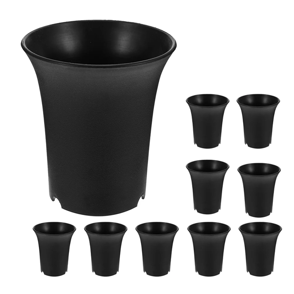 

10 High Waist Plastic Flower Pots Planter for Plants Succulent Cactus Garden Container Drainage Hole