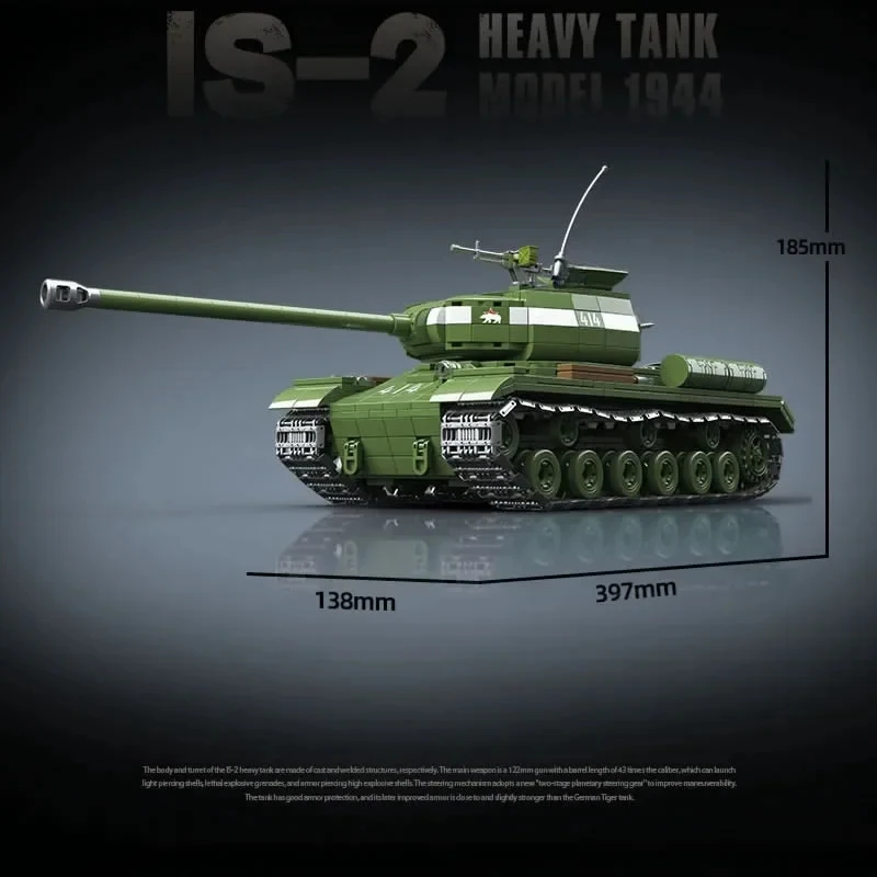 IS-2 Heavy Tank Building Blocks, Intellectual Assembled Collection Model, Exquisite Ornament for Home Display and Holiday & Gift