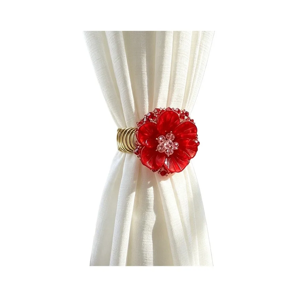 Faux Pearl Flower Curtain Tiebacks Elegant Spring Holdbacks Easy Install Window Decor Accessory For Living Room Bedroom Home