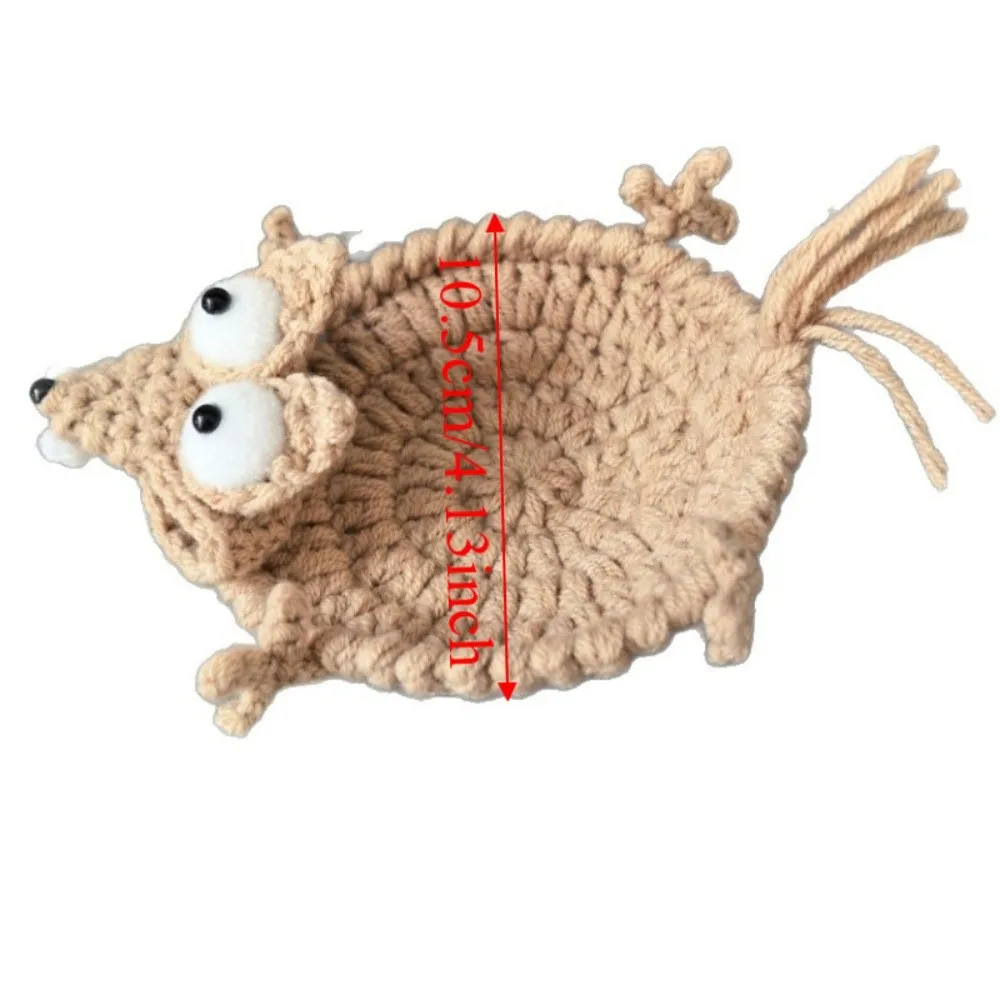 Pressable Crochet Squirrel Coasters Non-Slip Relieve Stress Knitted Animal Mat Anti Scald Funny Woven Frog Coaster Tableware