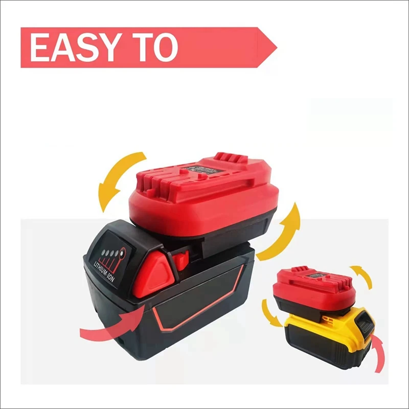 ตัวแปลงแบตเตอรี่สำหรับช่างฝีมือไร้สาย20V อะแดปเตอร์ DM18MAN สำหรับ DeWalt 20V/MIL-18V ตัวแปลงแบตเตอรี่ Li-ON