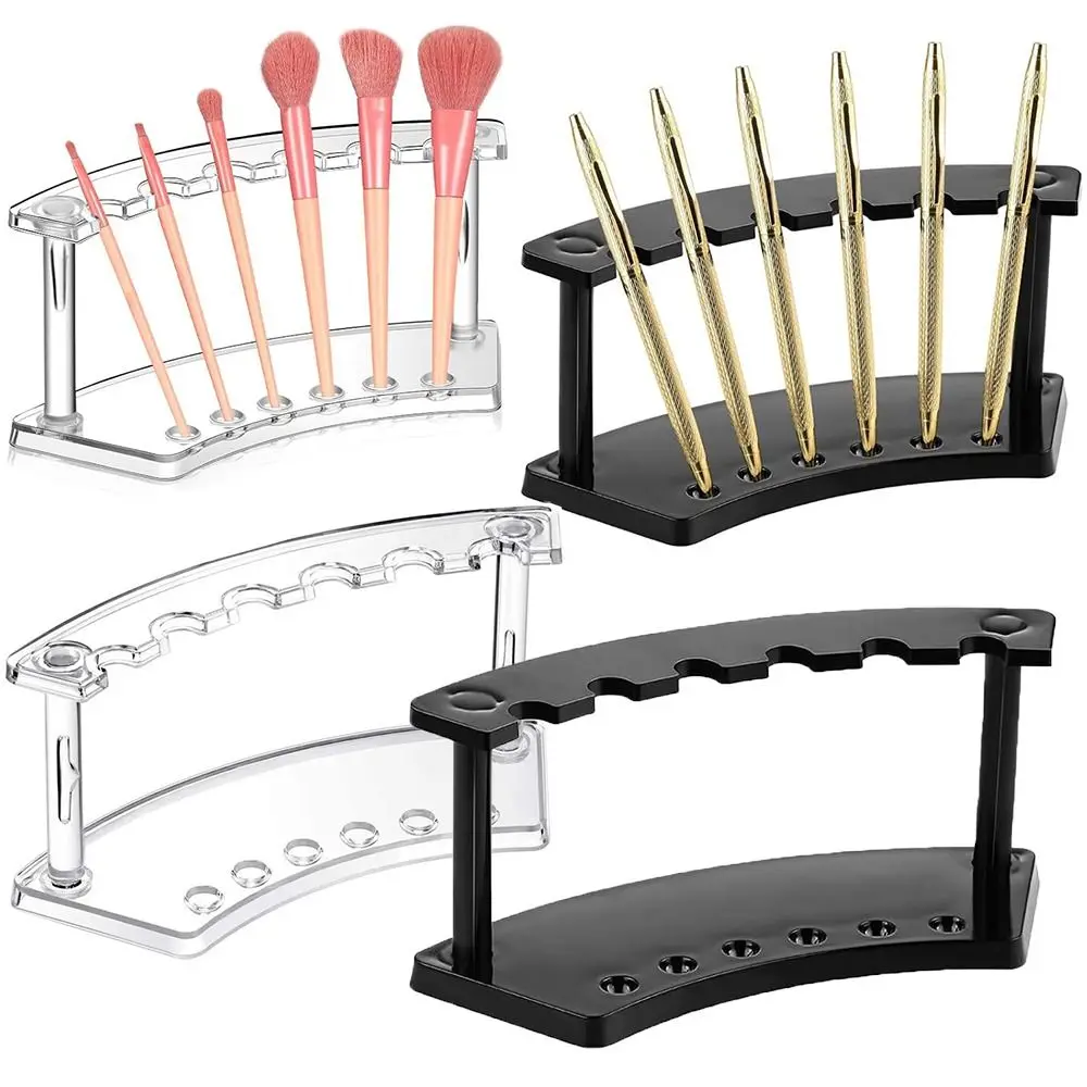 Vertical 6-Slots Pen Holder Plastic Pen Display Stand Eyebrow Pen Stand Makeup Brush Rack Organizer