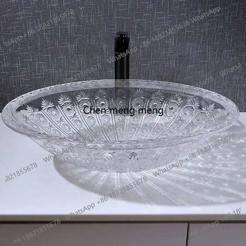 

D182Light luxury die-casting crystal glass table basin, wash basin, bathroom cabinet basin